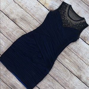 BCBG fitted black and blue dress size medium
